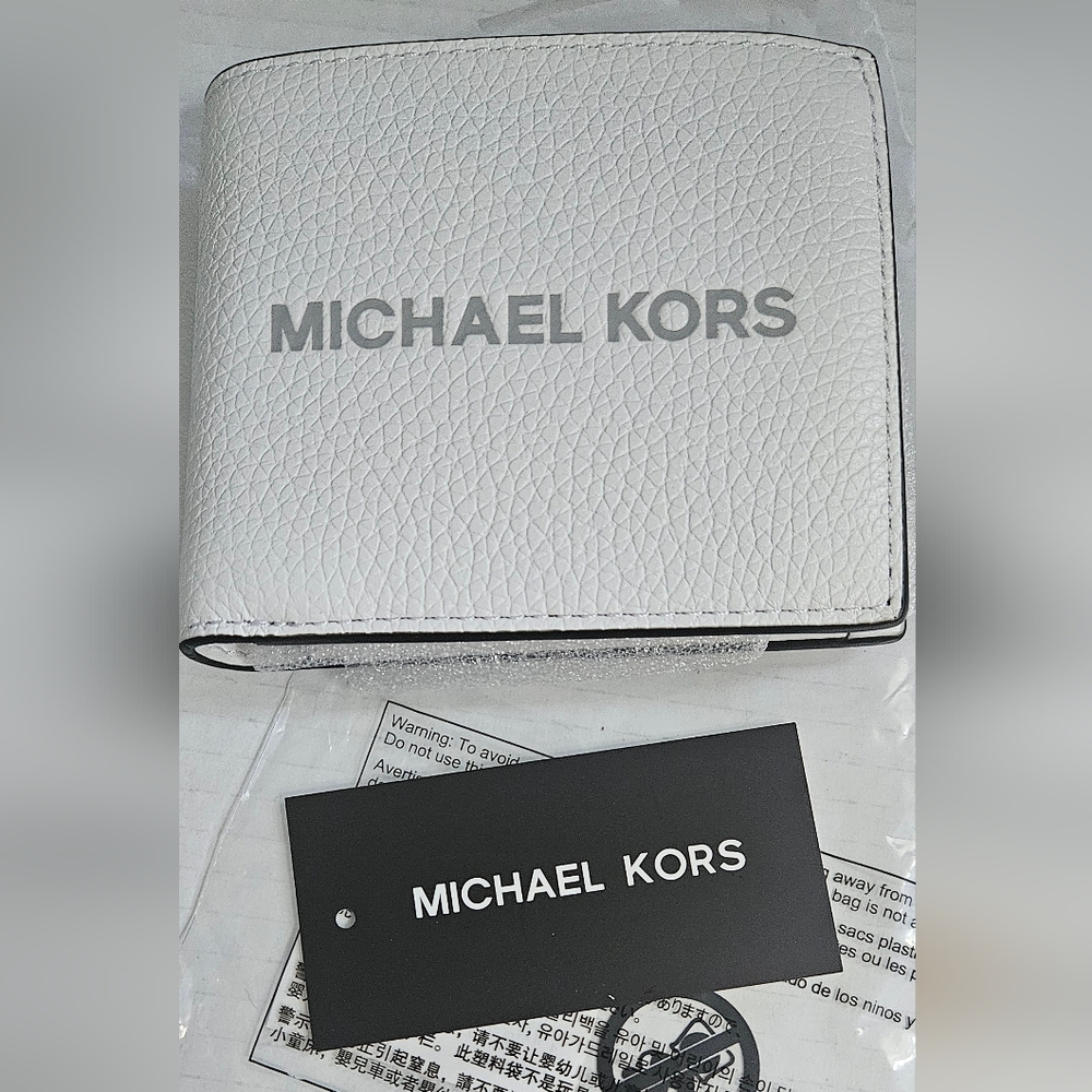 Michael Kors White Cooper Pebble Leather Bifold Wallet with Coin Pouch NWT - Picture 9 of 14